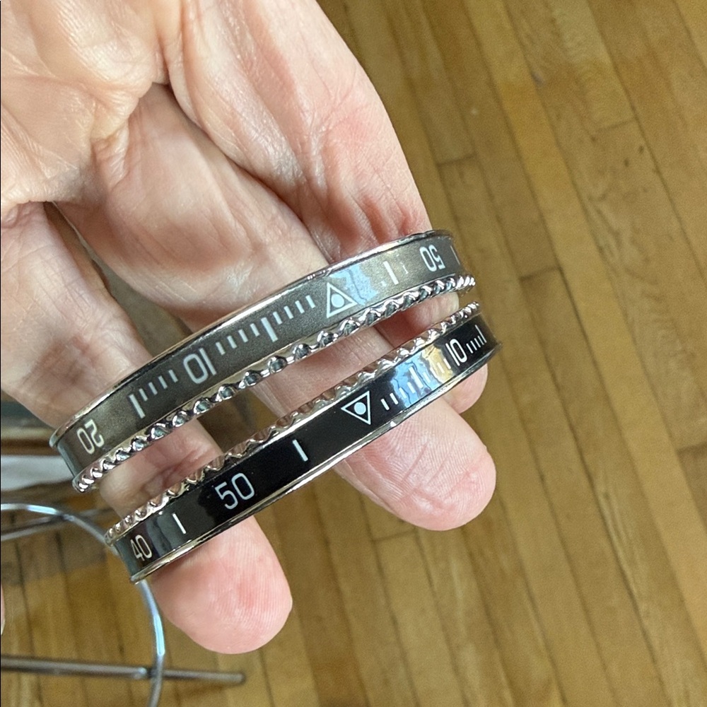 Silver and Black Wearable Tech Bracelet set of two